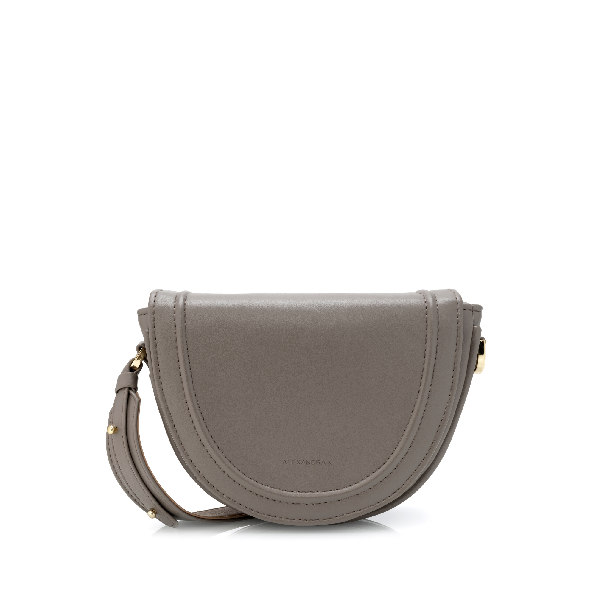 Gray-beige half-moon bag, with strap, vegan leather ALEXANDRA K