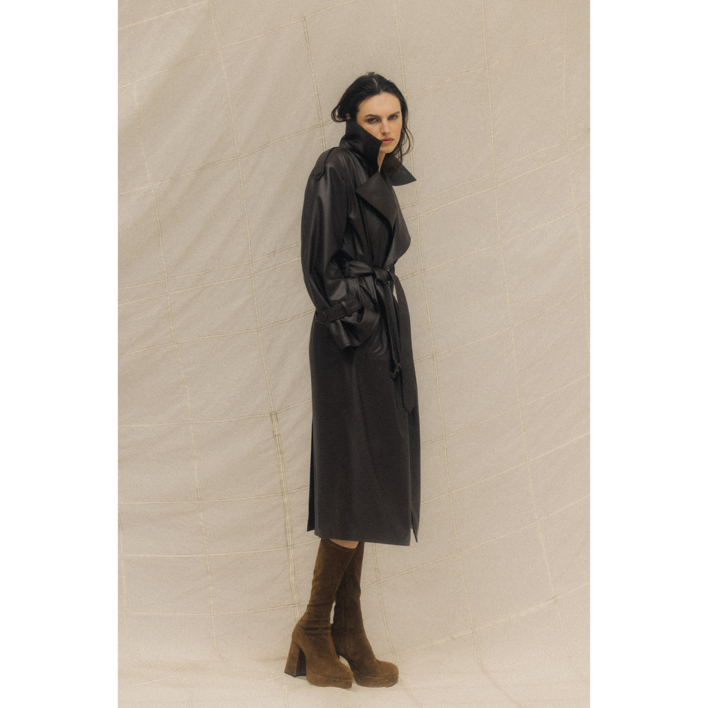 TRENCH COAT prochowiec czarny, klasyk
